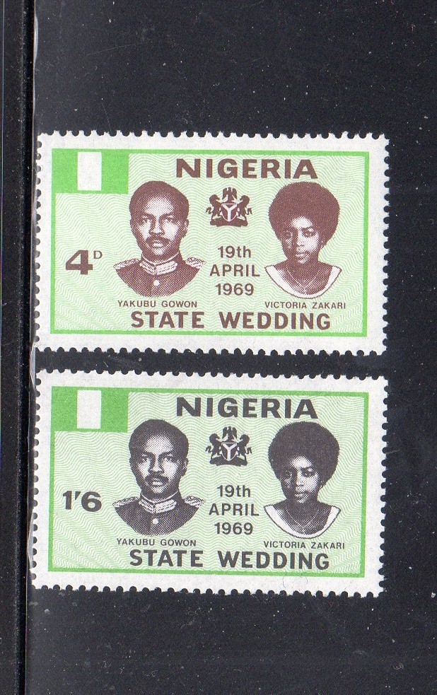 NIGERIA #226-227 1969 WEDDING OF GOWOUI MINT VF NH O.G 
