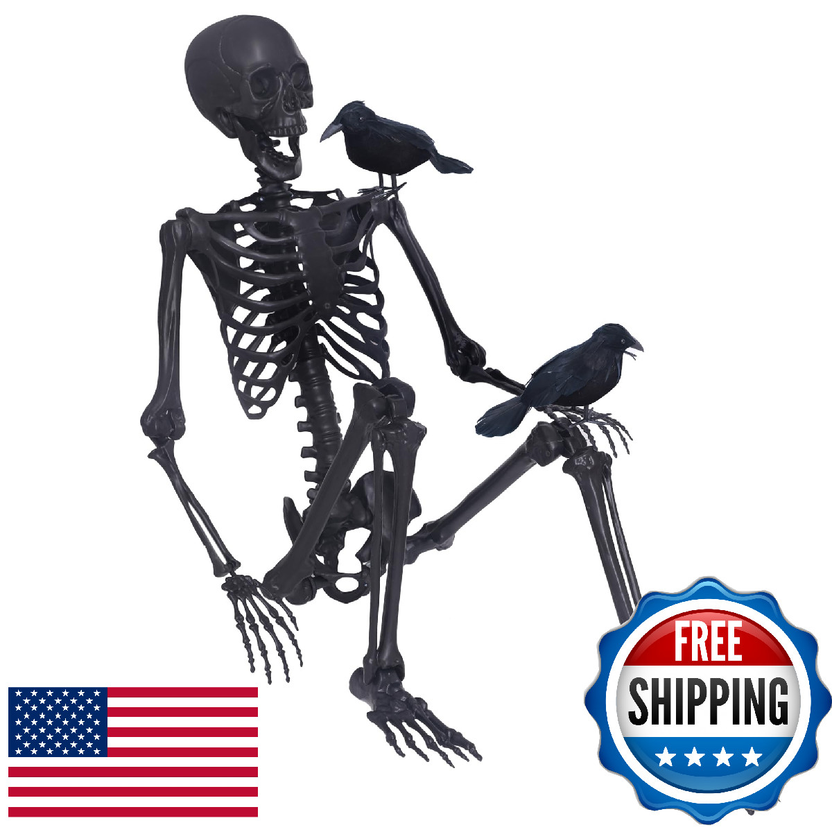 5.4Ft Posable Full Size Halloween Skeleton with Movable Joints