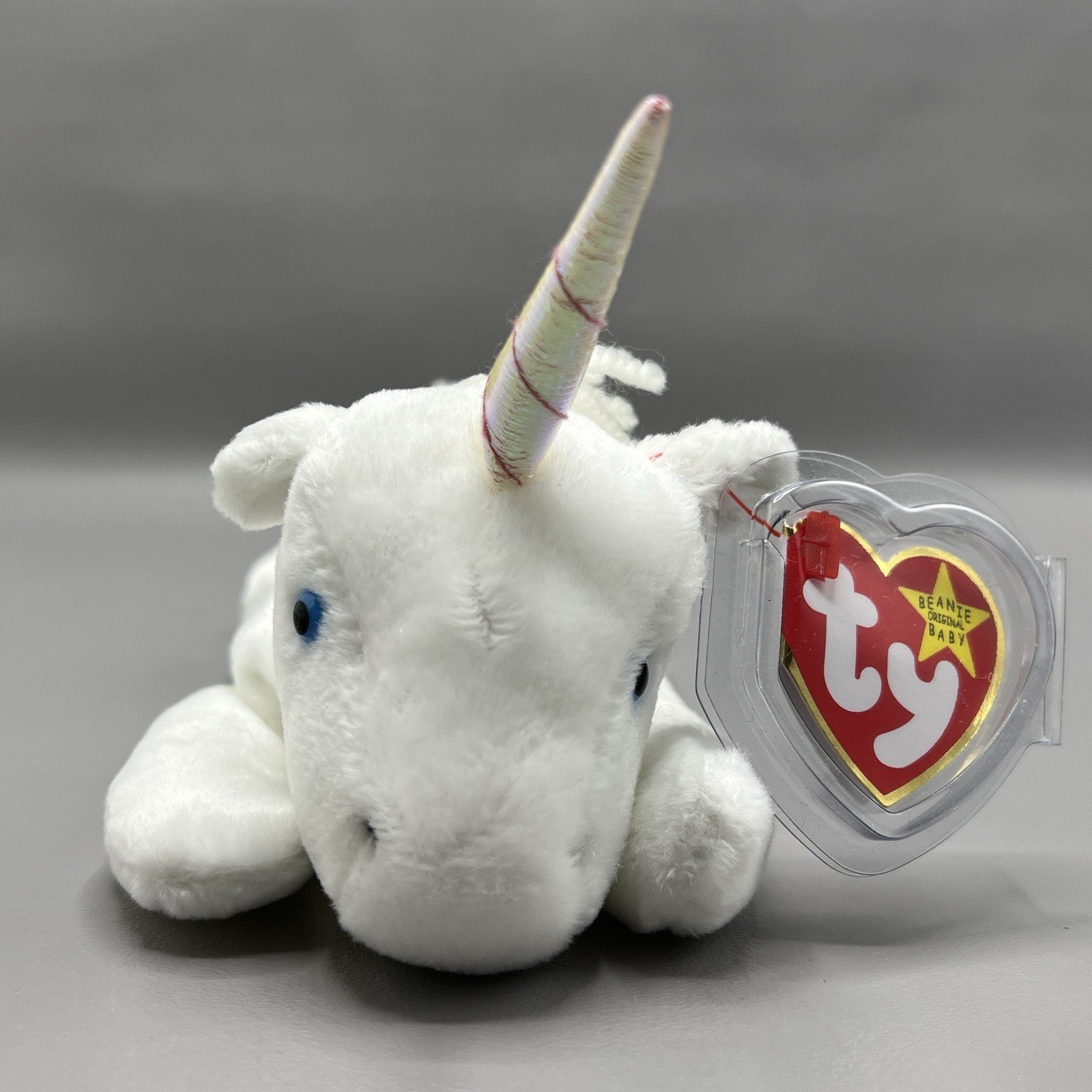 TY Mystic The White Unicorn Beanie Baby 1993 Plush Toy Stuffed Animal MWMT