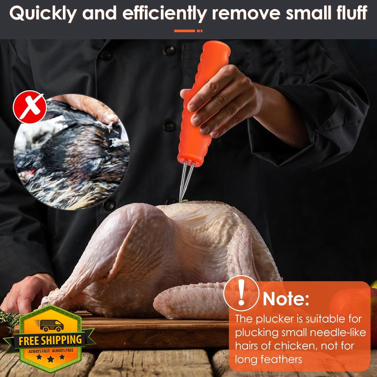 Handheld Chicken Plucker 2 Pack Electric Poultry Machine Waterproof Orange Goose