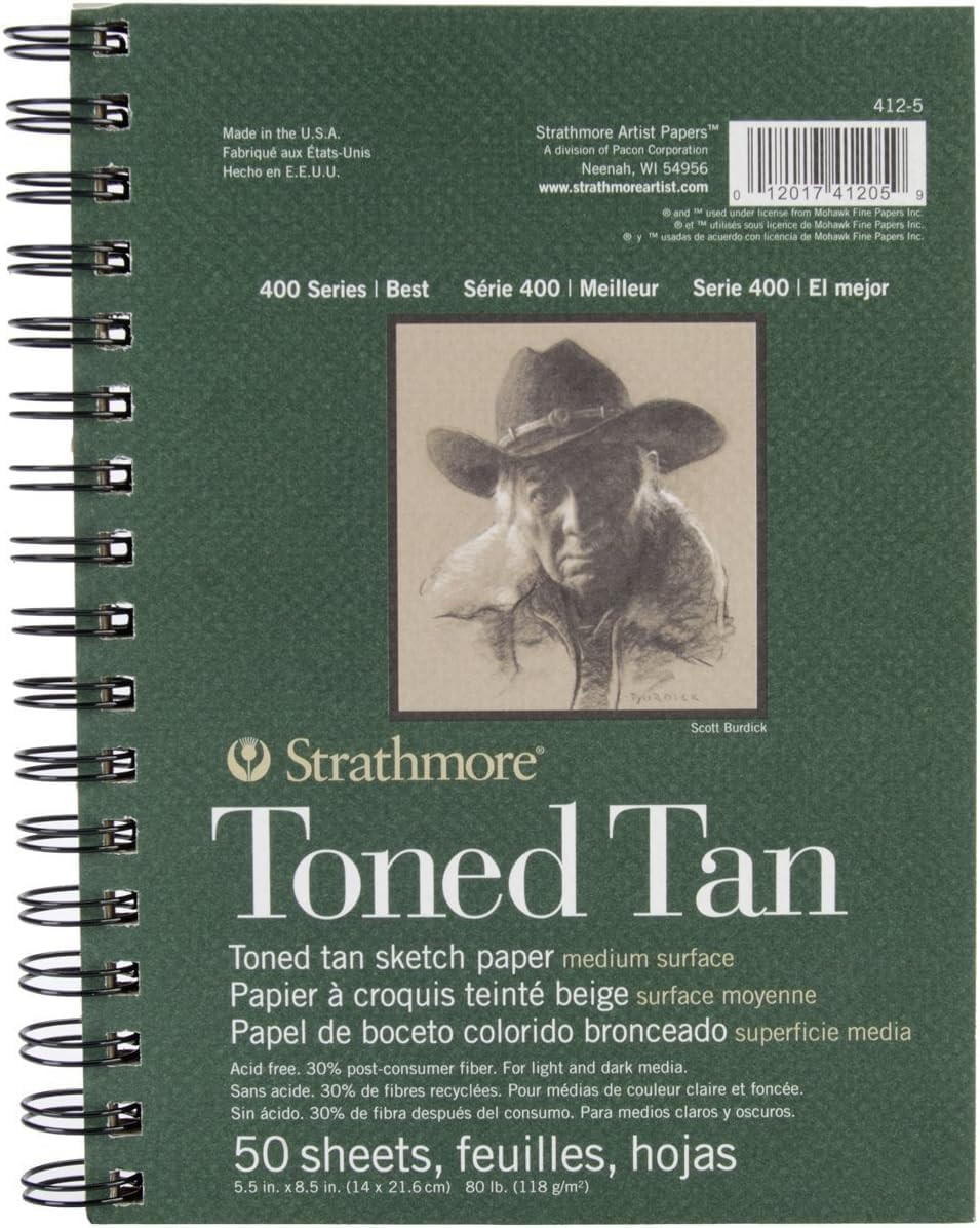 Strathmore 400 Series Sketch Pad, Toned Tan, 5.5X8.5 Inch, 50 Sheets - Artist Sk