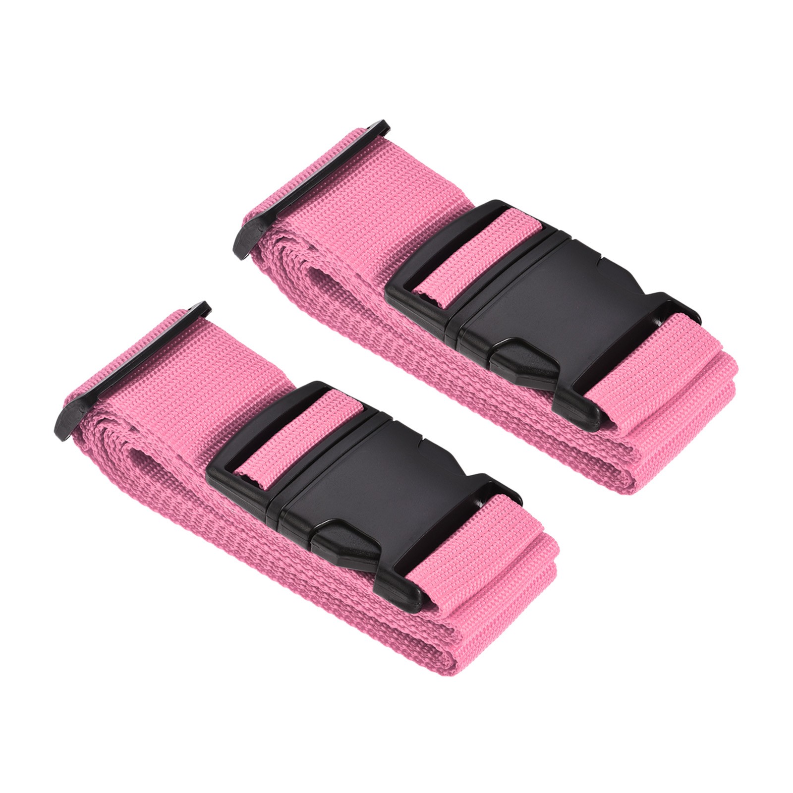 2 x Luggage Straps Suitcase Belts Adjustable PP Baggage Buckle Label 79"x2" Pink