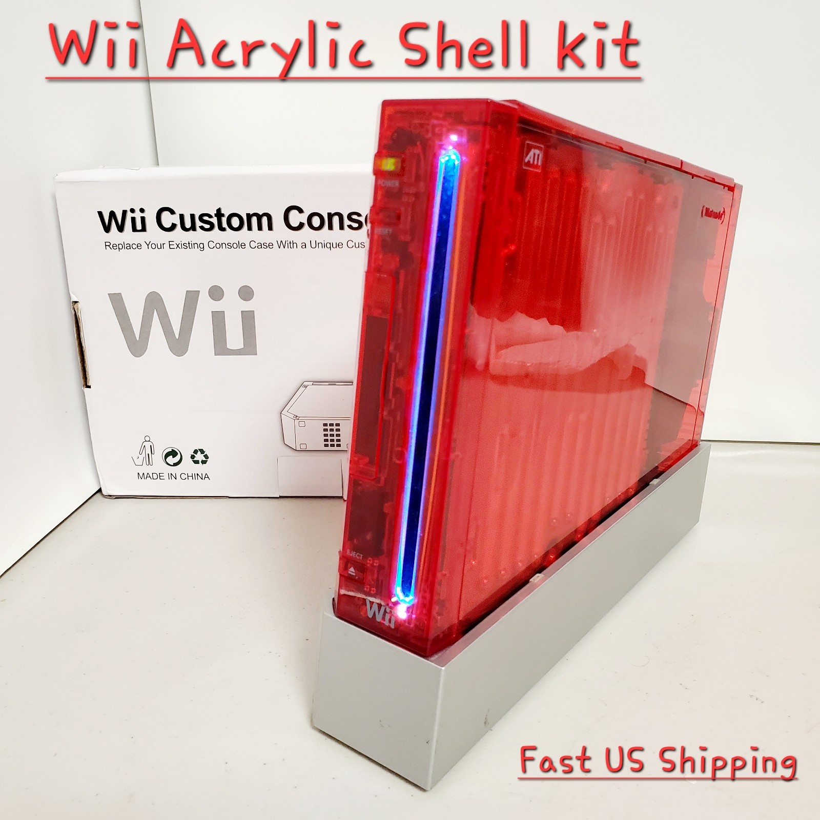 Nintendo Wii Shell Case Housing RED Replacement Parts WII Game Console USA SHIP