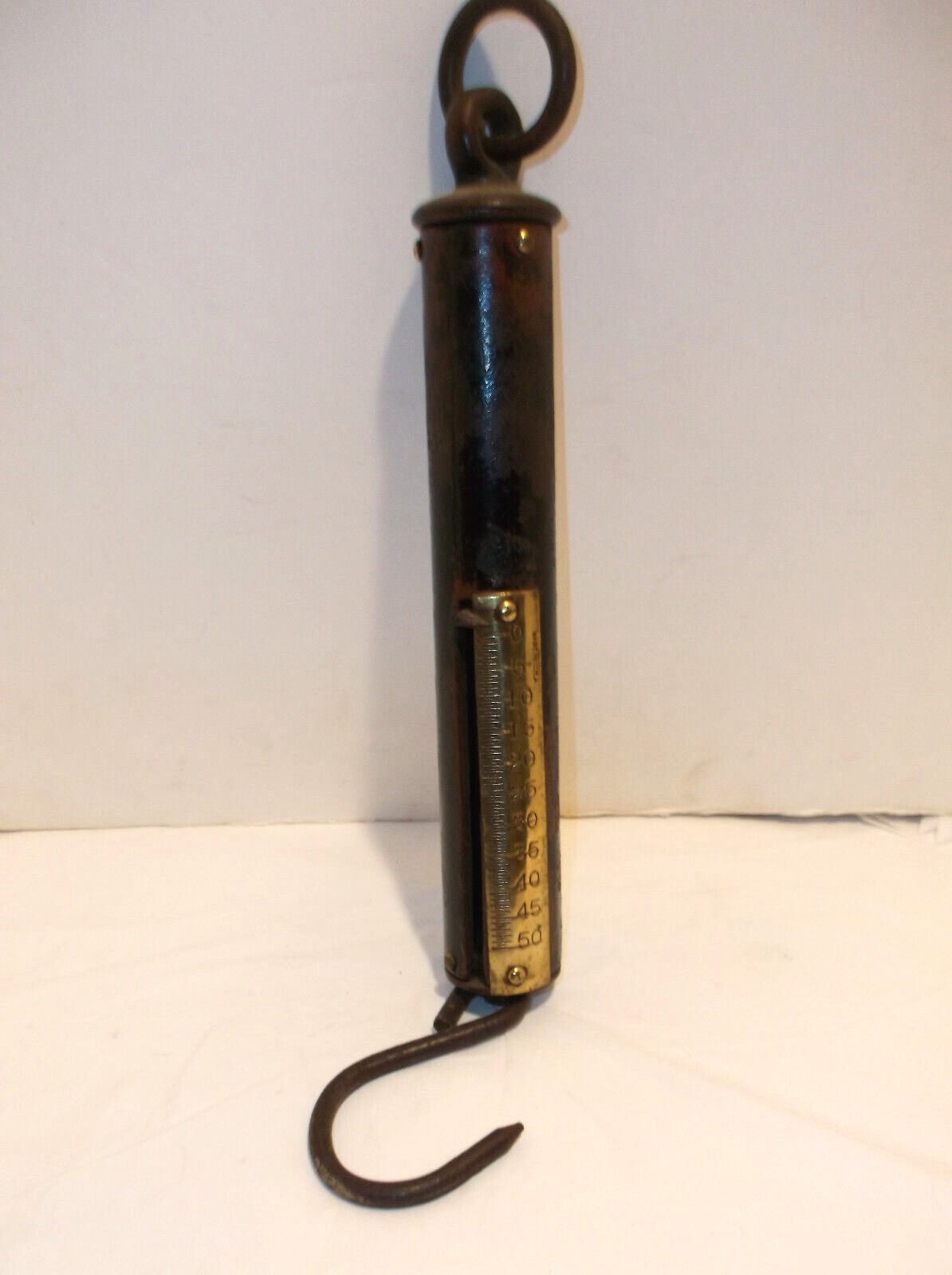 Vintage Antique 50-lb CAPACITY HANGING SCALE  Cylinder shape