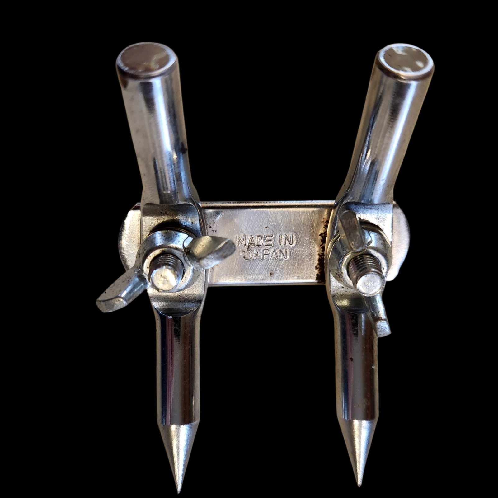 VINTAGE BASS DRUM HOOP-MOUNTED ANCHOR NO SKID SPIKES AND RUBBER TIPS MIJ JAPAN