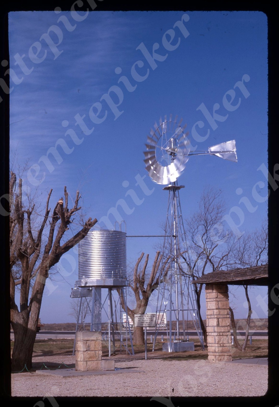 sl14 Original slide 1960's  Texas roadside water tower / windmill 342a