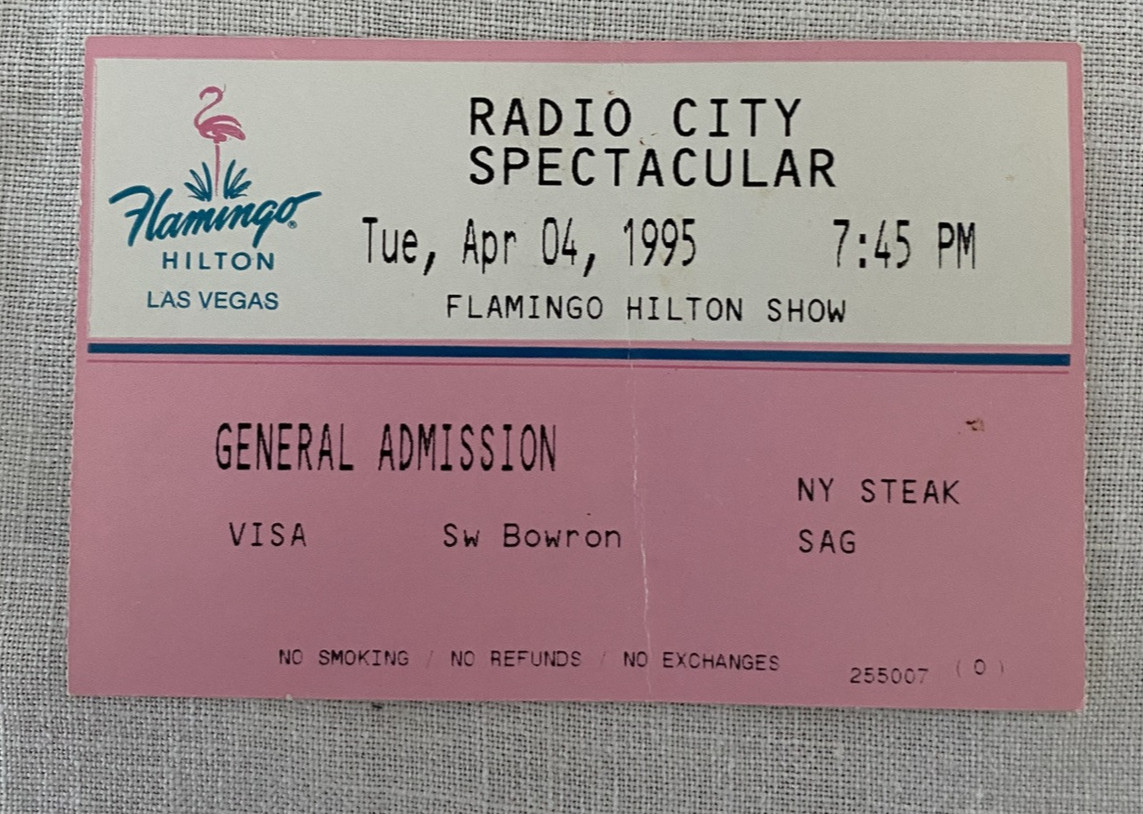 Radio City Spectacular at Flamingo Hilton Las Vegas 4/4/1995 ticket stub