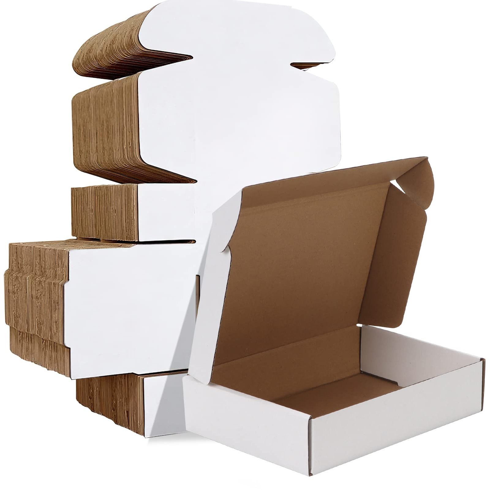 50 PCS 9x6x2 Inch Shipping Boxes White Corrugated Cardboard Literature