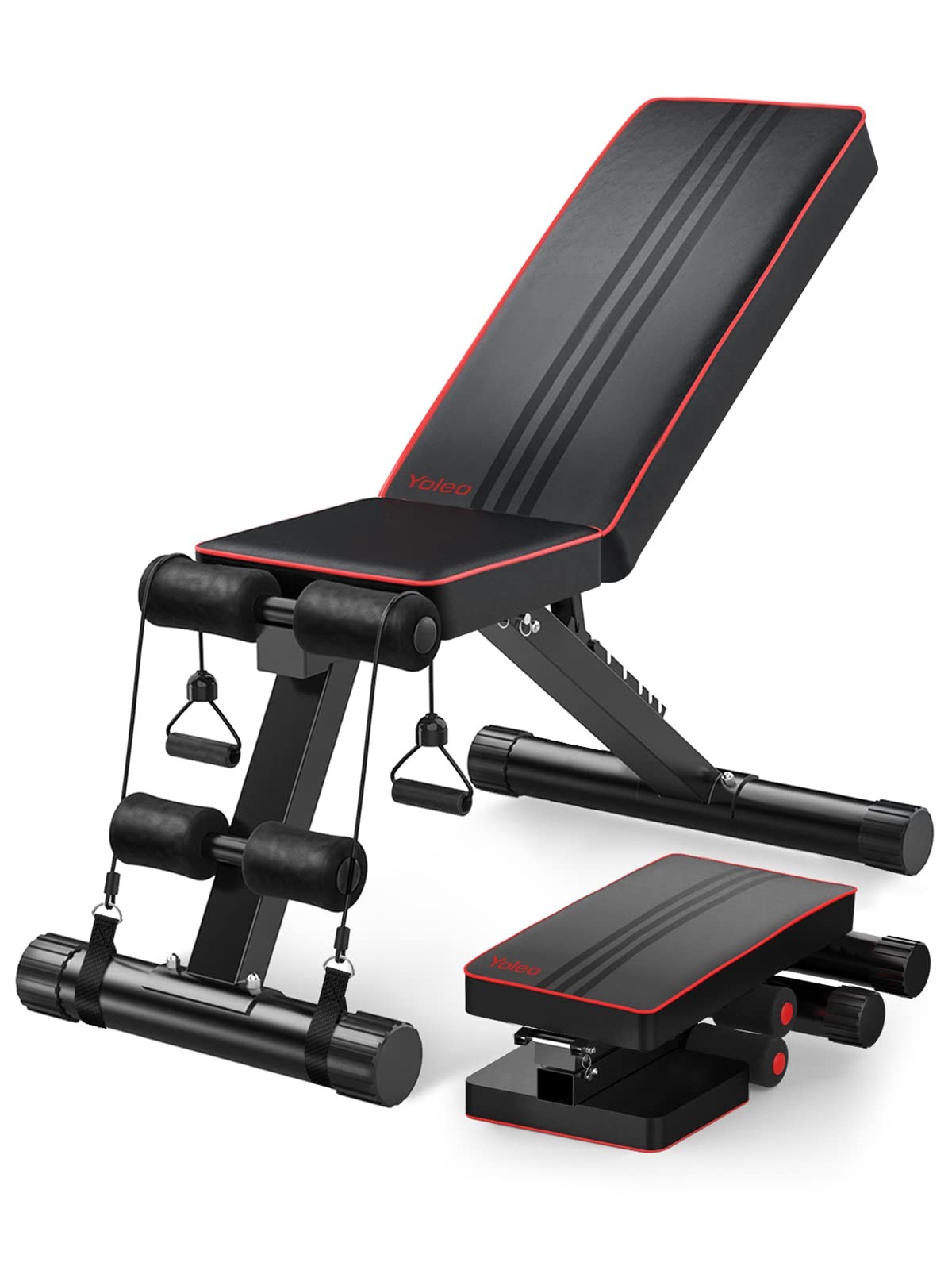 Yoleo Adjustable Weight Bench - Utility Benches for Full Body Black 