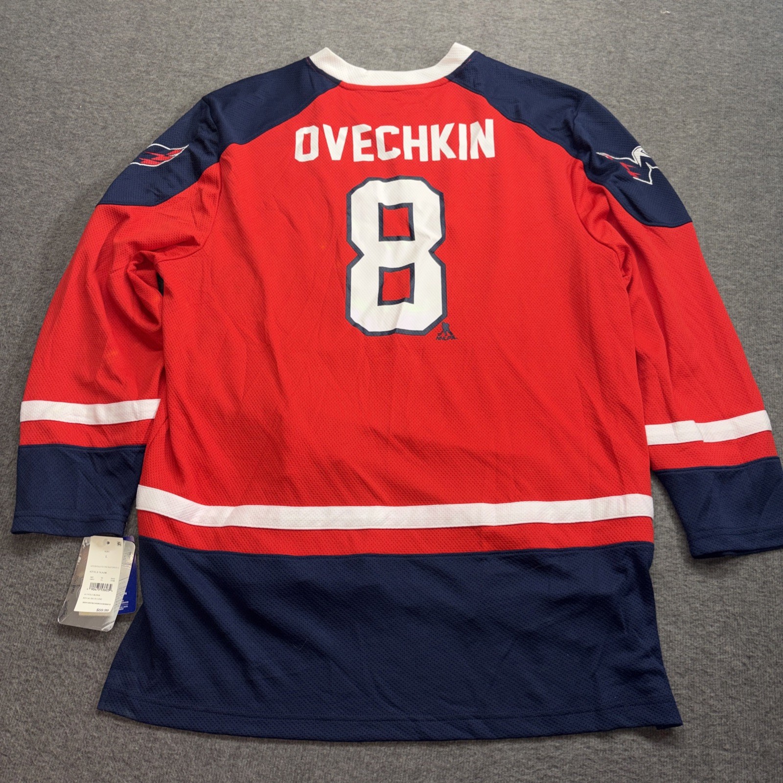 Ovechkin #8 Washington Capitals red and blue jersey NHL Large NWT