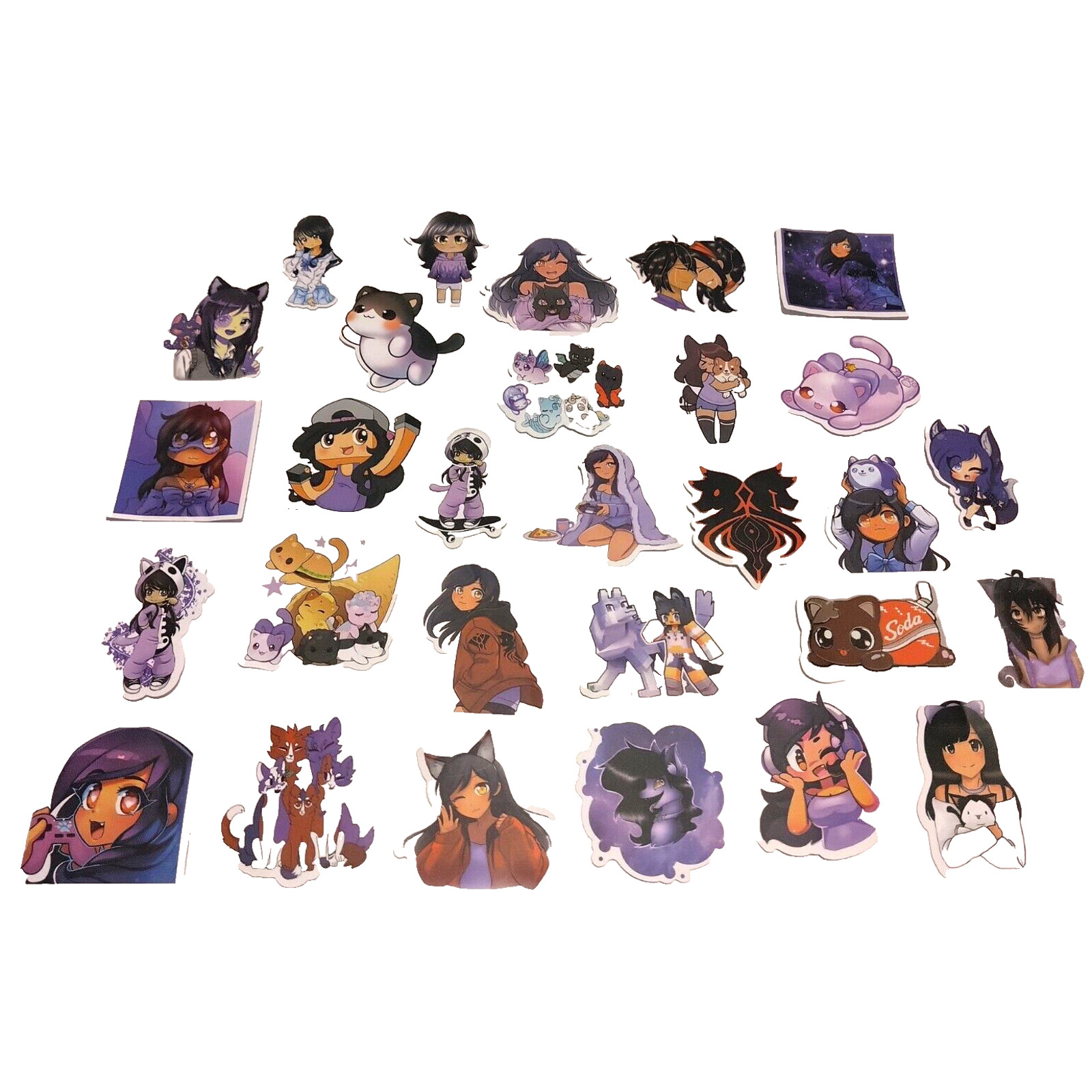 Cats & Anime Guys and Cat Gals Vinyl Stickers Laptop Locker Notebook 29 Ct