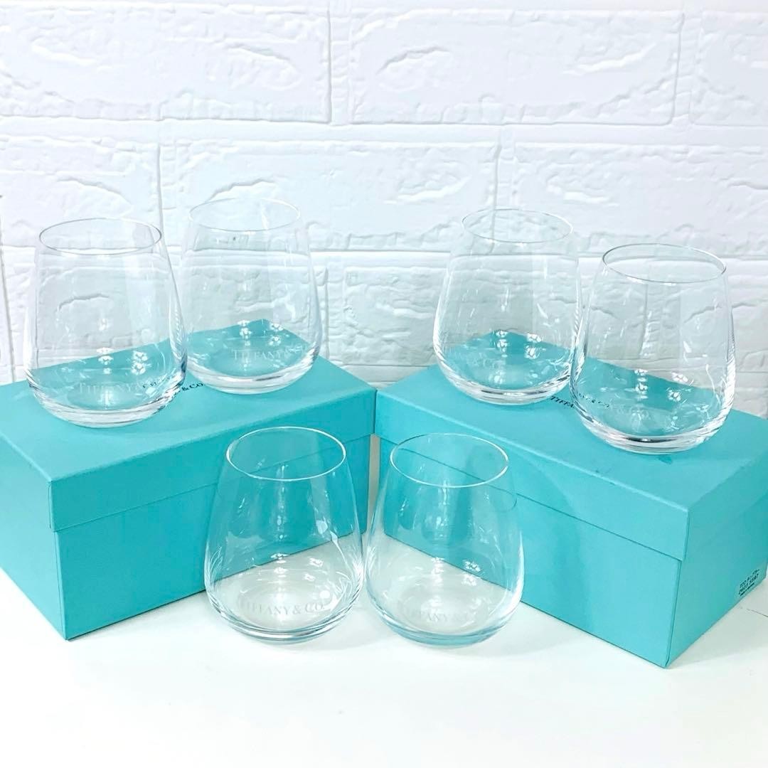 TIFFANY & CO. Logo Rocks Glass Tumbler 6 Set