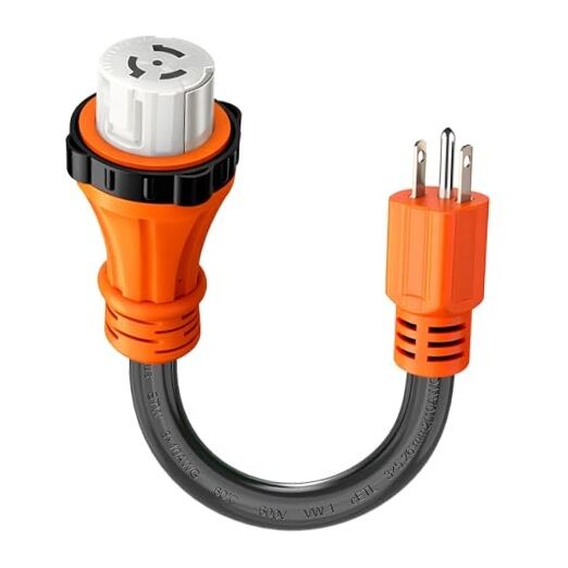 50 Amp to 15 Amp RV Adapter Cord, Heavy Duty Dogbone with Twist Lock, 15M50T