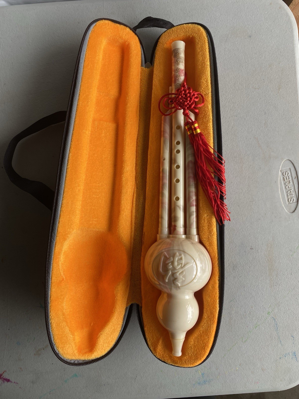Chinese Handmade Hulusi Gourd Type Flute Ethnic Deco  Musical Instrument Key Bb