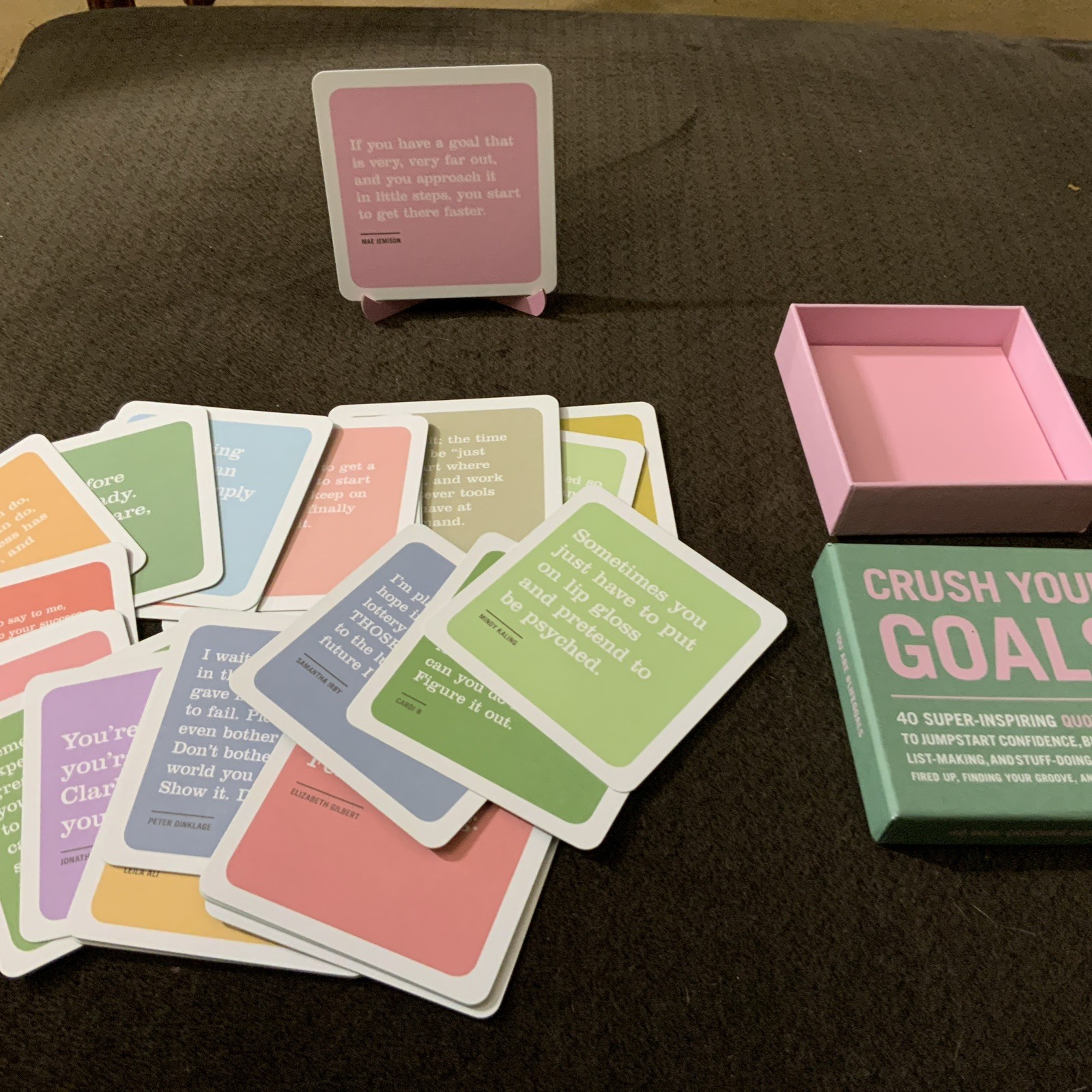 Crush Your Goals. 40 Inspiring Quote Cards. 4.25 x 4.25 gift box