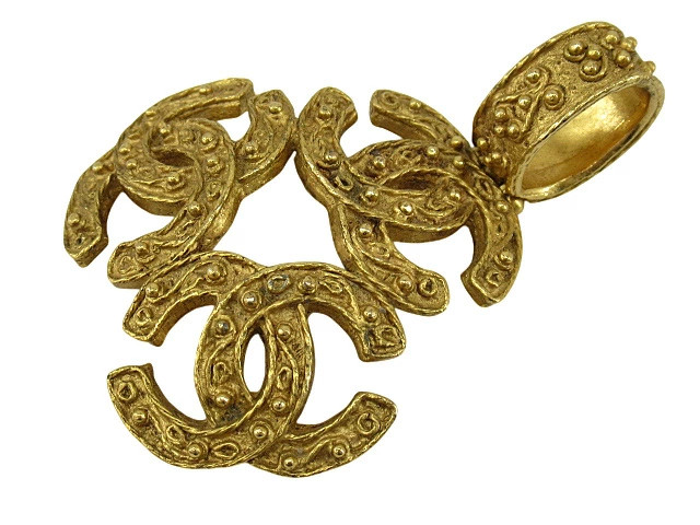 CHANEL Triple Coco Mark Necklace Top 94A 1994 Autumn Winter Collection Pendant V