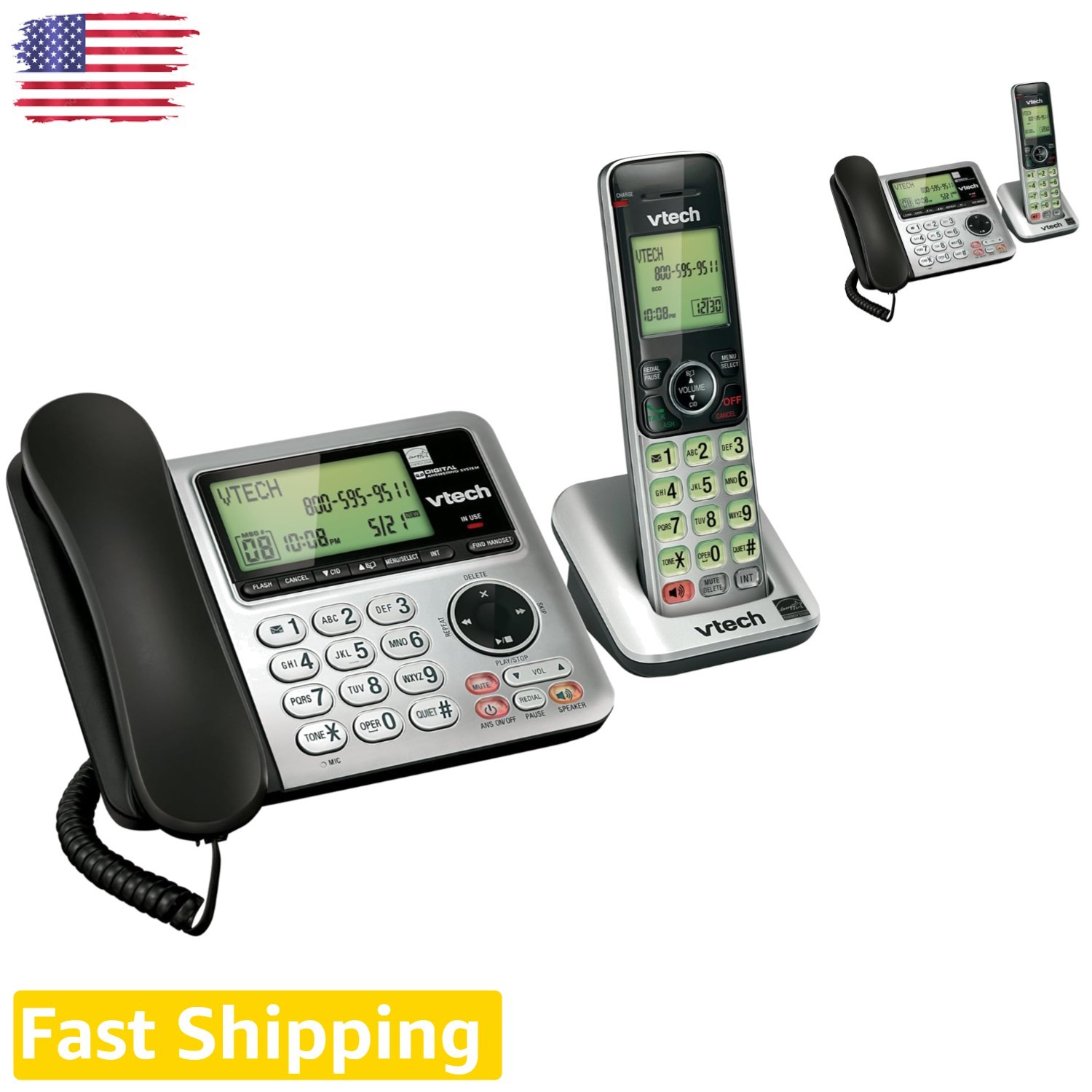 DECT 6.0 Expandable Phone System | Answering Machine, Caller ID | Silver/Black