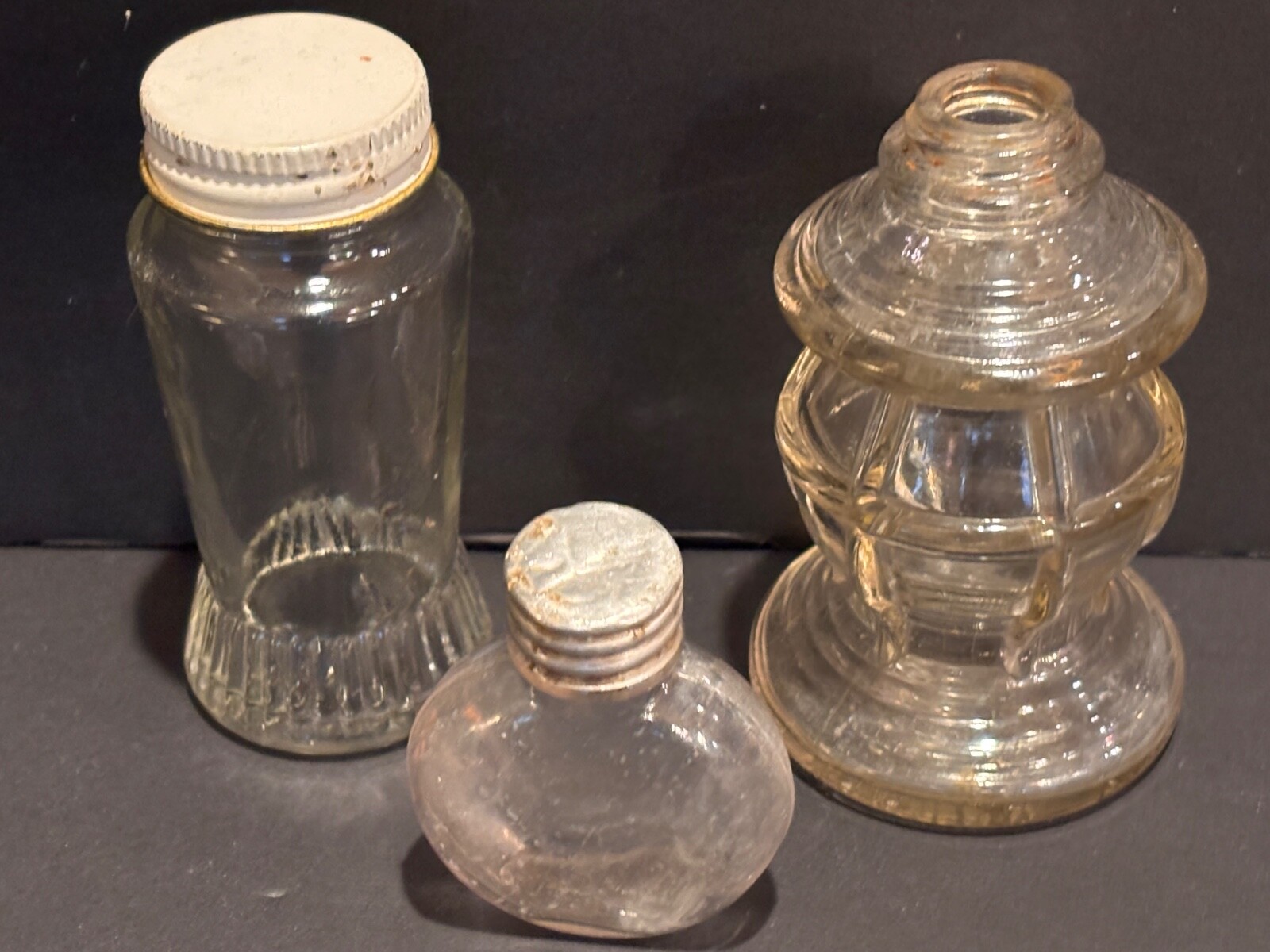 Vintage/Antique Small Clear Glass Bottles Set of 3