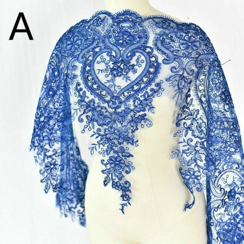 Sequins Embroidered Floral Lace Fabric Wedding Bridal Dress Decor Craft By Yard