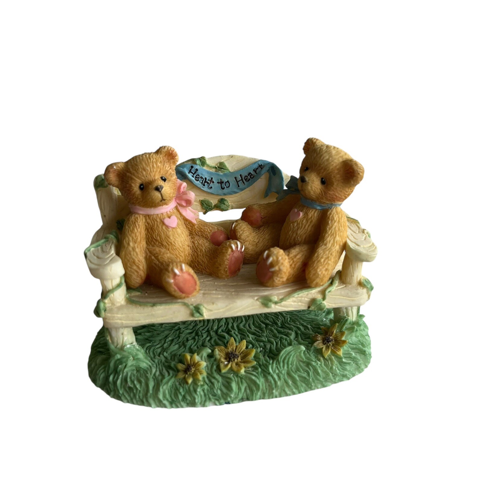 Cherished Teddies Heart To Heart Girl and Boy Bear on Bench 1996 CRT240 Figurine