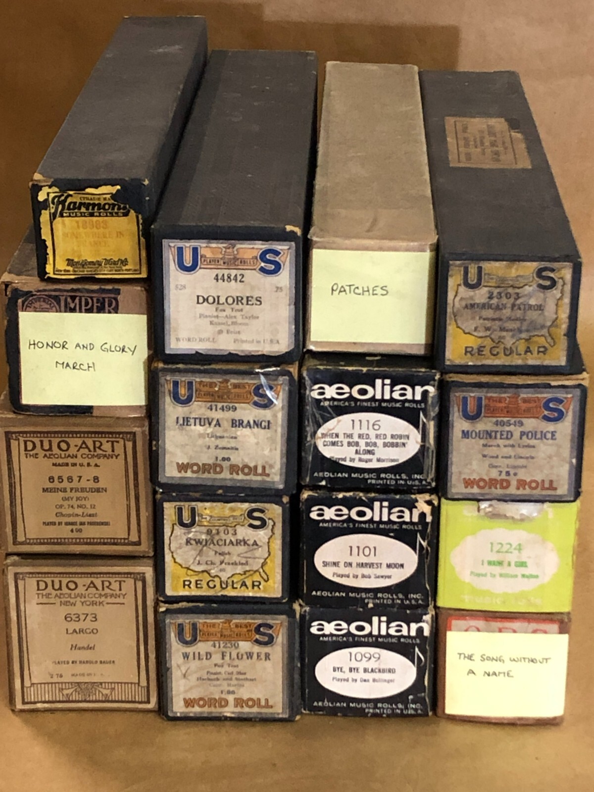 Lot of 16 Vintage Misc. Brands Player Piano Rolls Fair To Exc Condition (A)