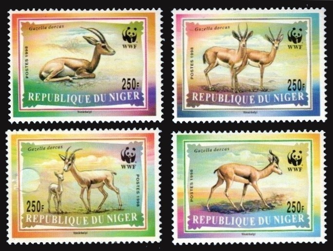 Niger 1998 MNH 4v, Sc 983-86b, WWF, Dorcas Gazella, Wild Animals -