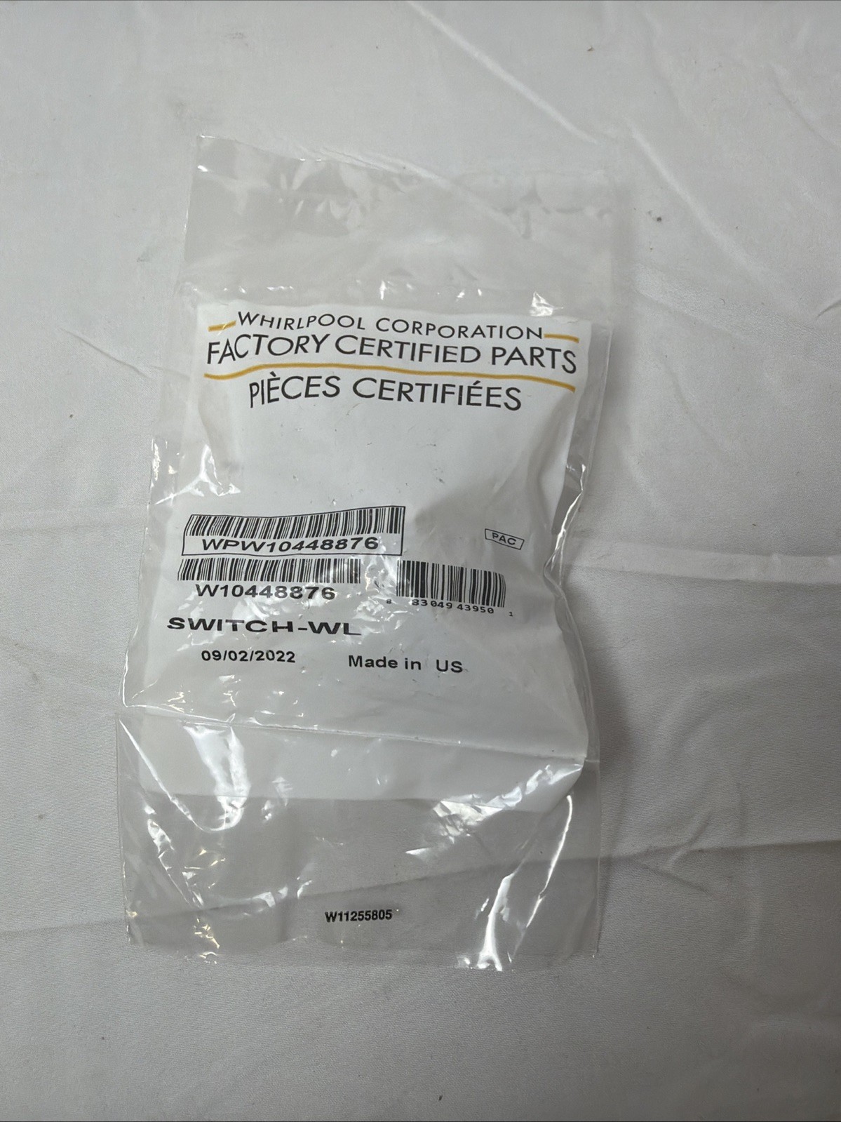 Whirlpool WPW10448876 Water Level Pressure Switch for Washing Machine - White