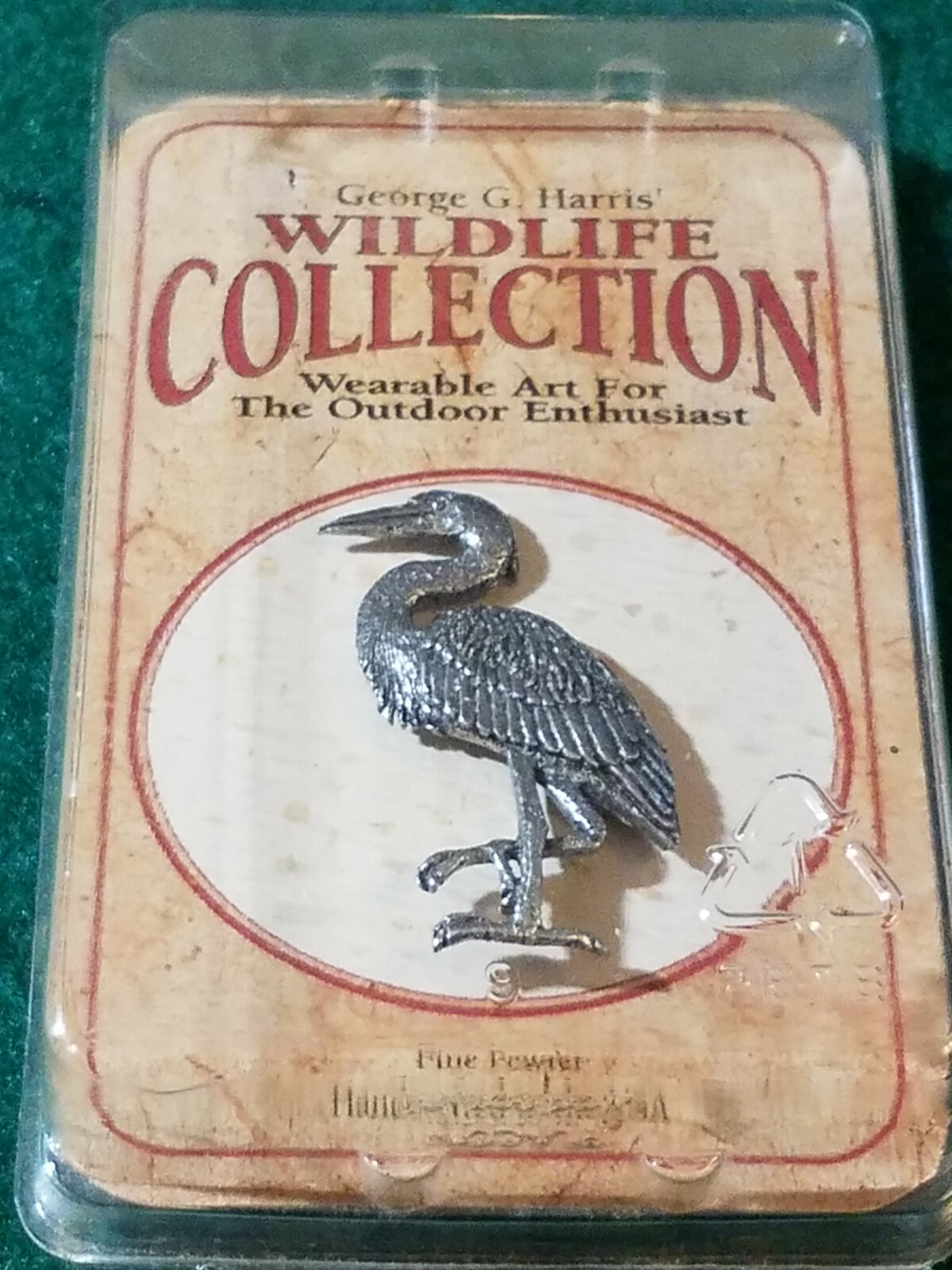 George G. Harris Wildlife Collection Wearable PEWTER Art Pendant  HERON