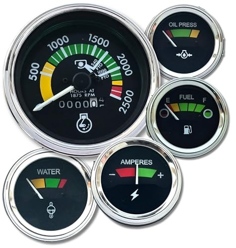 Massey Ferguson Tractor Gauges Kit with Chrome Bezels - Fits 20 20D 20E 20F 