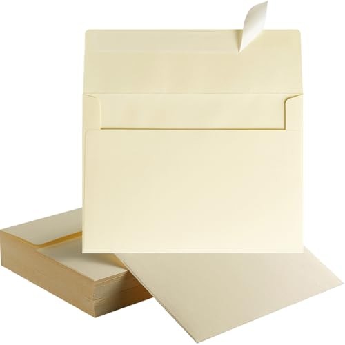  100 Pack A7 Envelopes Self-Adhesive 5x7 Envelopes for 5.24 x 7.21 Inches Cream