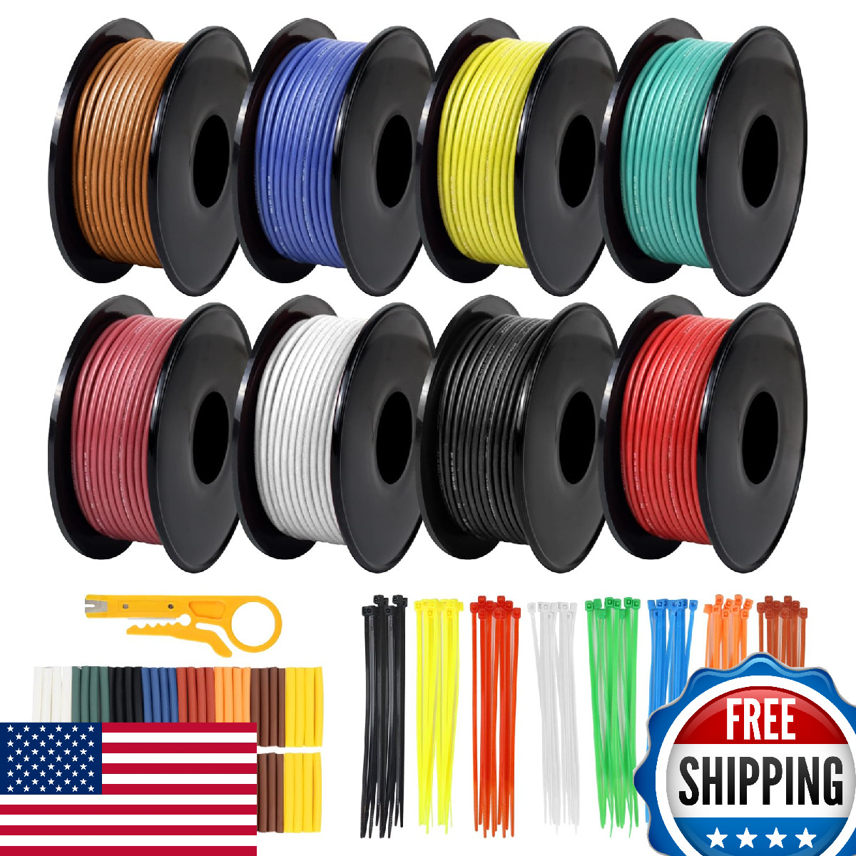 DEKIEVALE 20 AWG Silicone Stranded Wire Spool 32.8ft Tinned Copper Flexible Hook