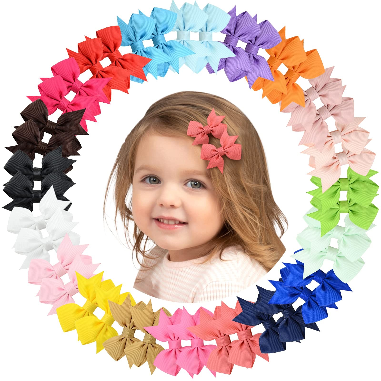 40PCS 2 Inch Baby Hair Bows Clips for 1 Count (Pack of 40), 20 Pairs 811 