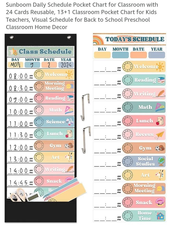 Daily Classroom Schedule Pocket Chart for Classroom