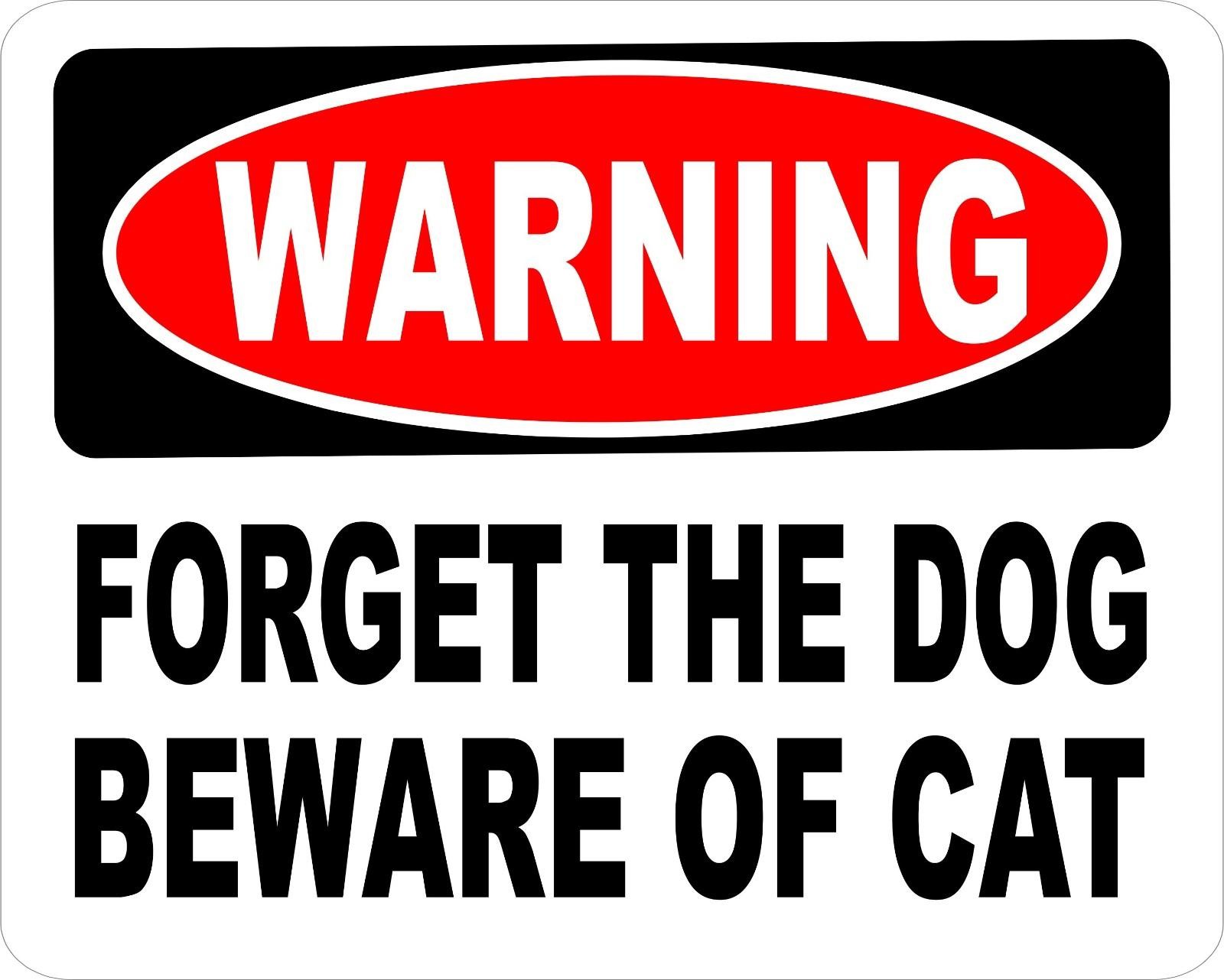 Danger FORGET THE DOG BEWARE OF CAT *Aluminum* 8 x 12 Metal Novelty Sign