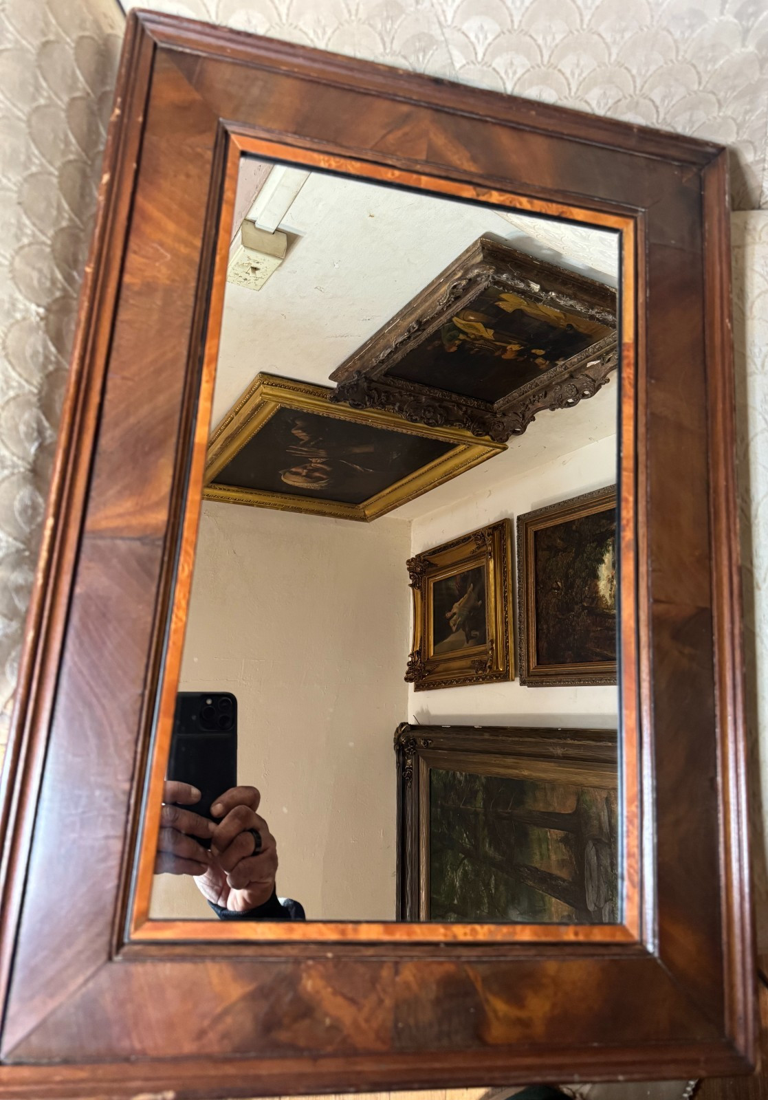 Vintage Brown Wood Wall Mirror 17.5" x 25.5" x 1.5" Decorative Frame