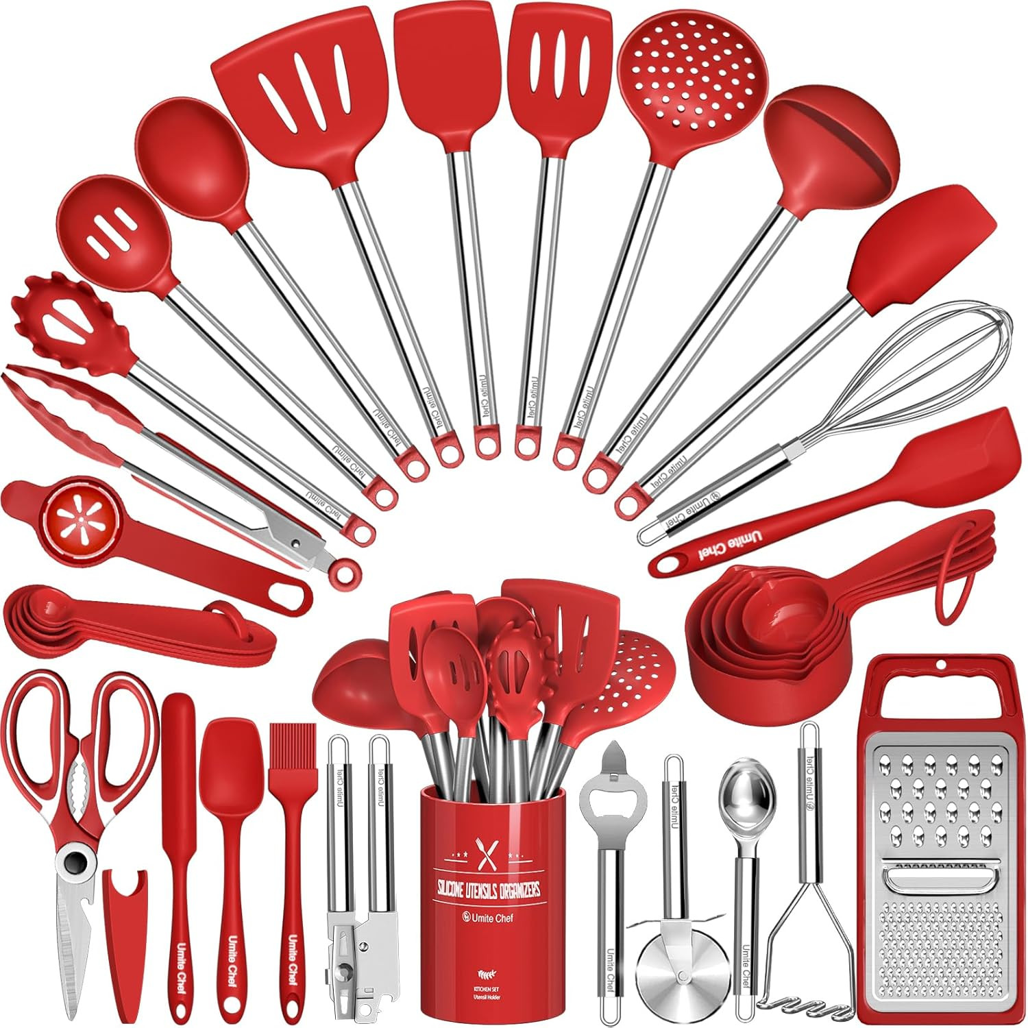 Kitchen Utensils Set-  34 Pcs Cooking Utensils with Grater, Spoon Spatula, Heat 