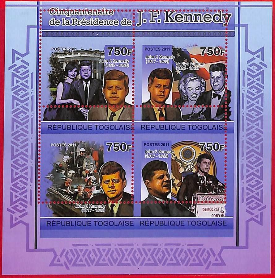 A3566 - TOGO - ERROR MISPERF Stamp Sheet - 2011 - J.F.Kennedy, Politics