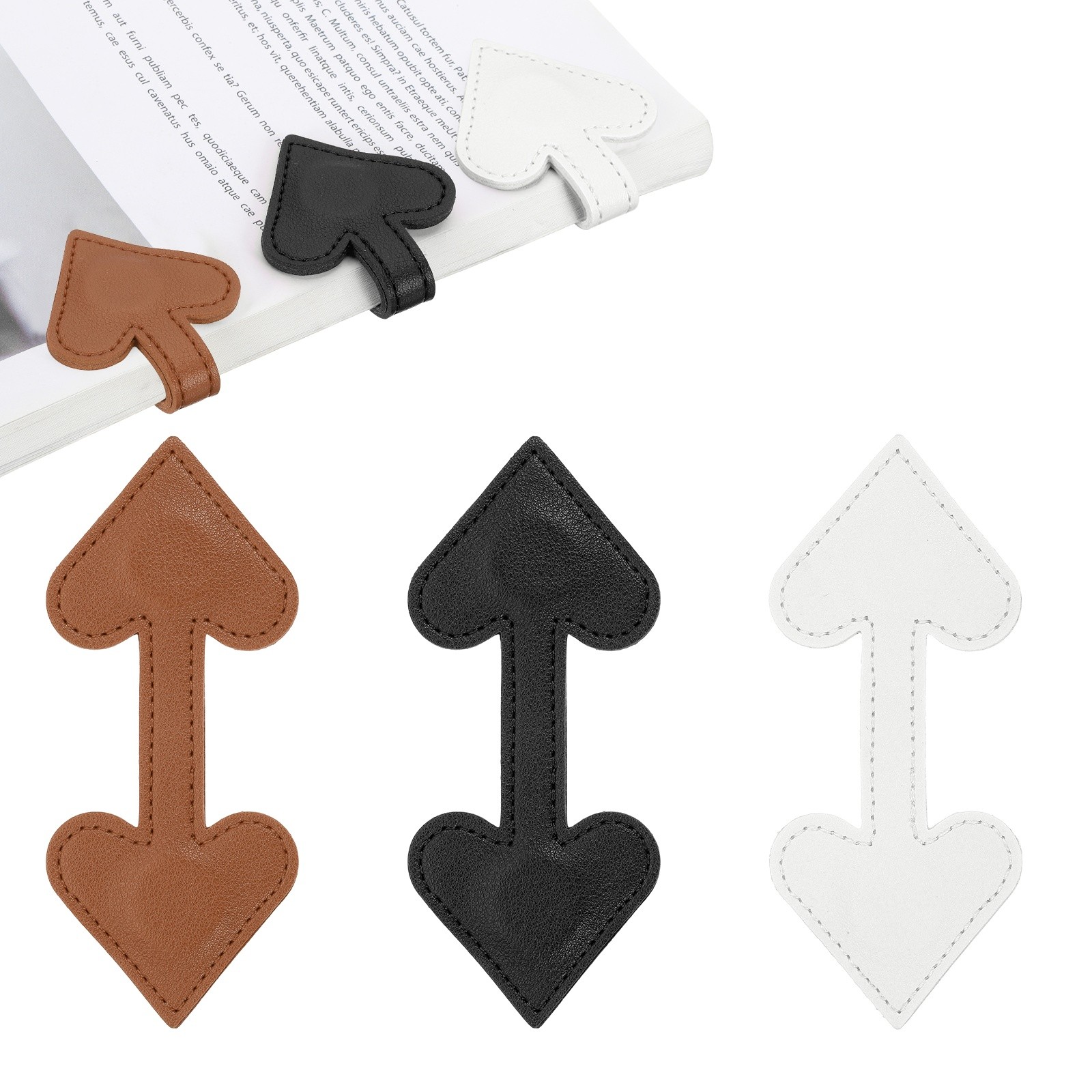 Magnetic Bookmarks 3Pcs Heart Shape Book Marks Magnet Markers, White Black Brown
