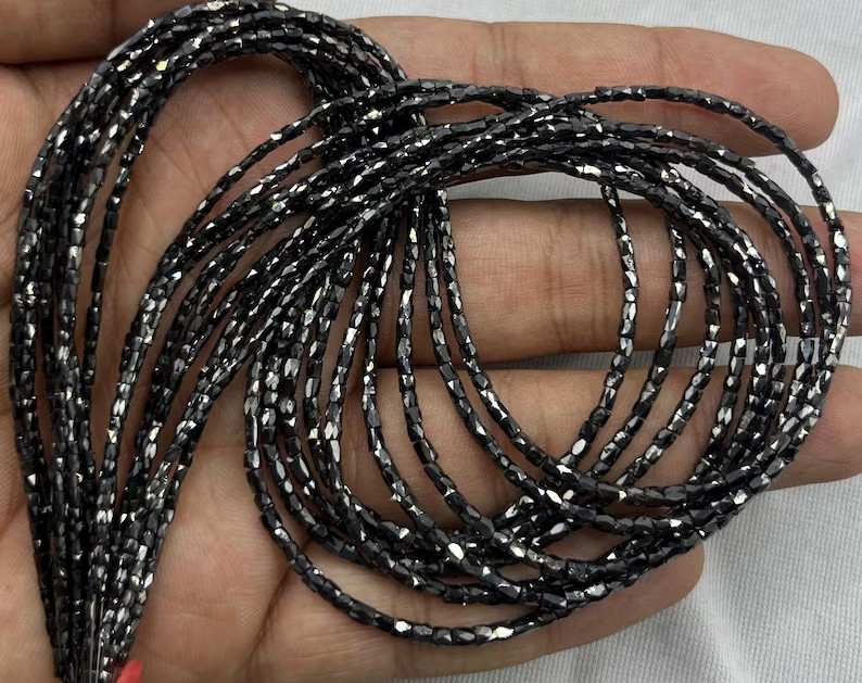Natural Black Diamond Faceted Cube Shape Beads 3mm 15 inch For Jewelry Making