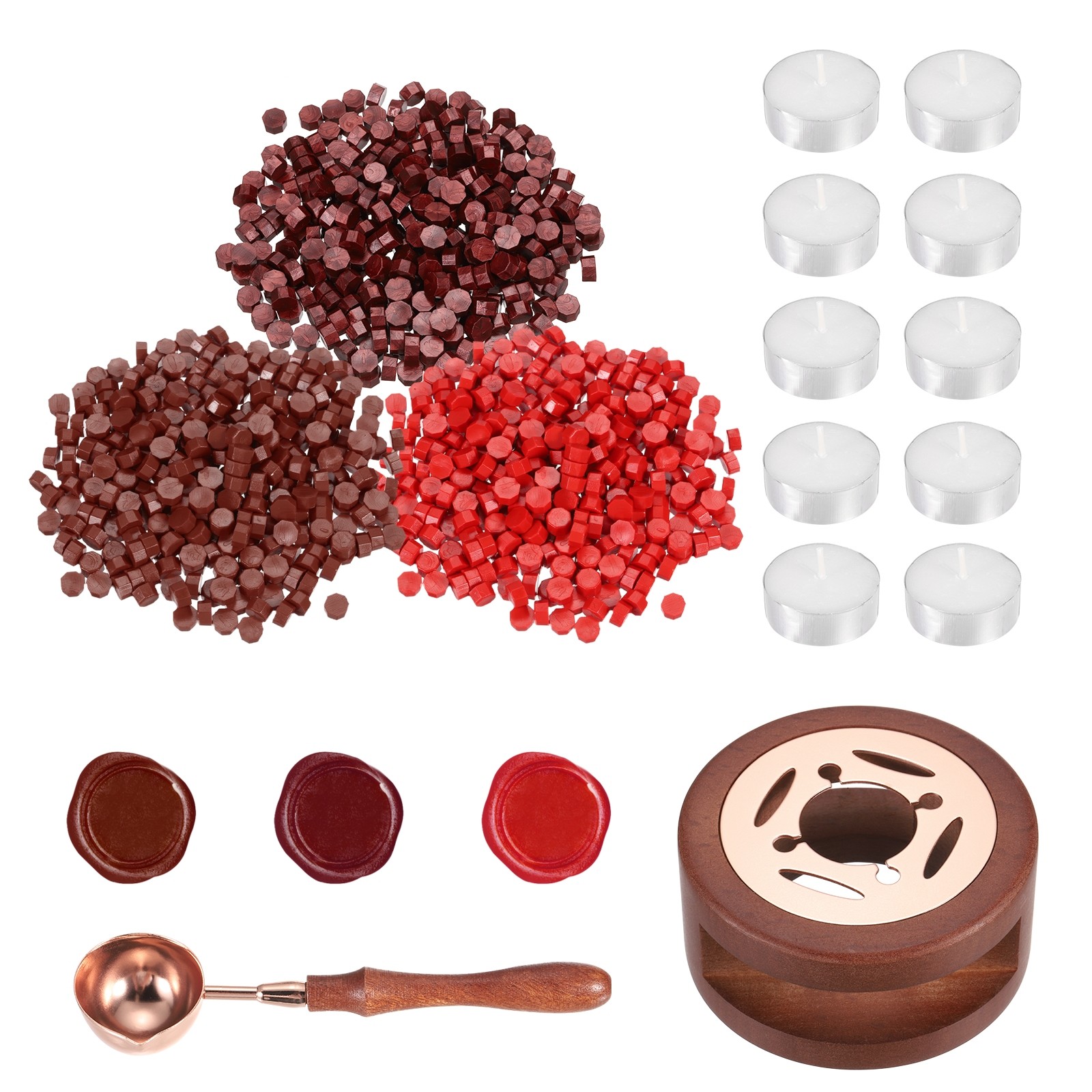 Wax Seal Kit, 300 Wax Beads, Candles, Brown Red/Burgundy/Red