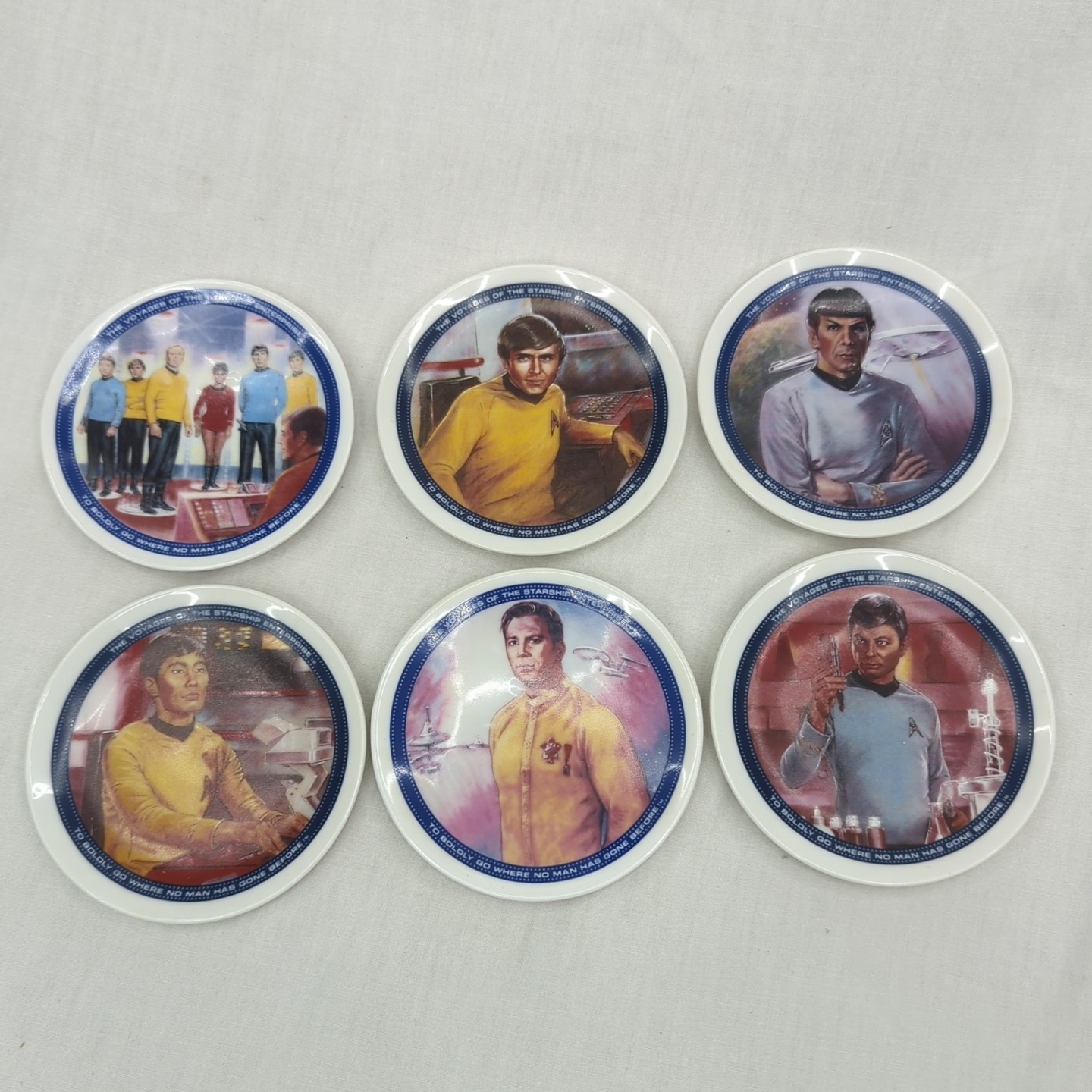 Hamilton Gifts Star Trek Porcelain Mini Plate Lot Of 6 Captain Kirk & More 1991 
