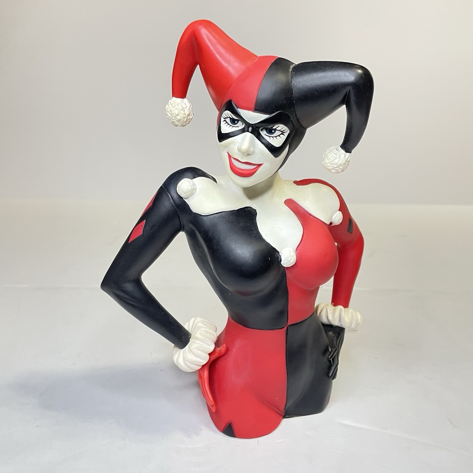 DC Comics Harley Quinn 8” Bust Bank-Monogram Products Classic Red/Black Bank