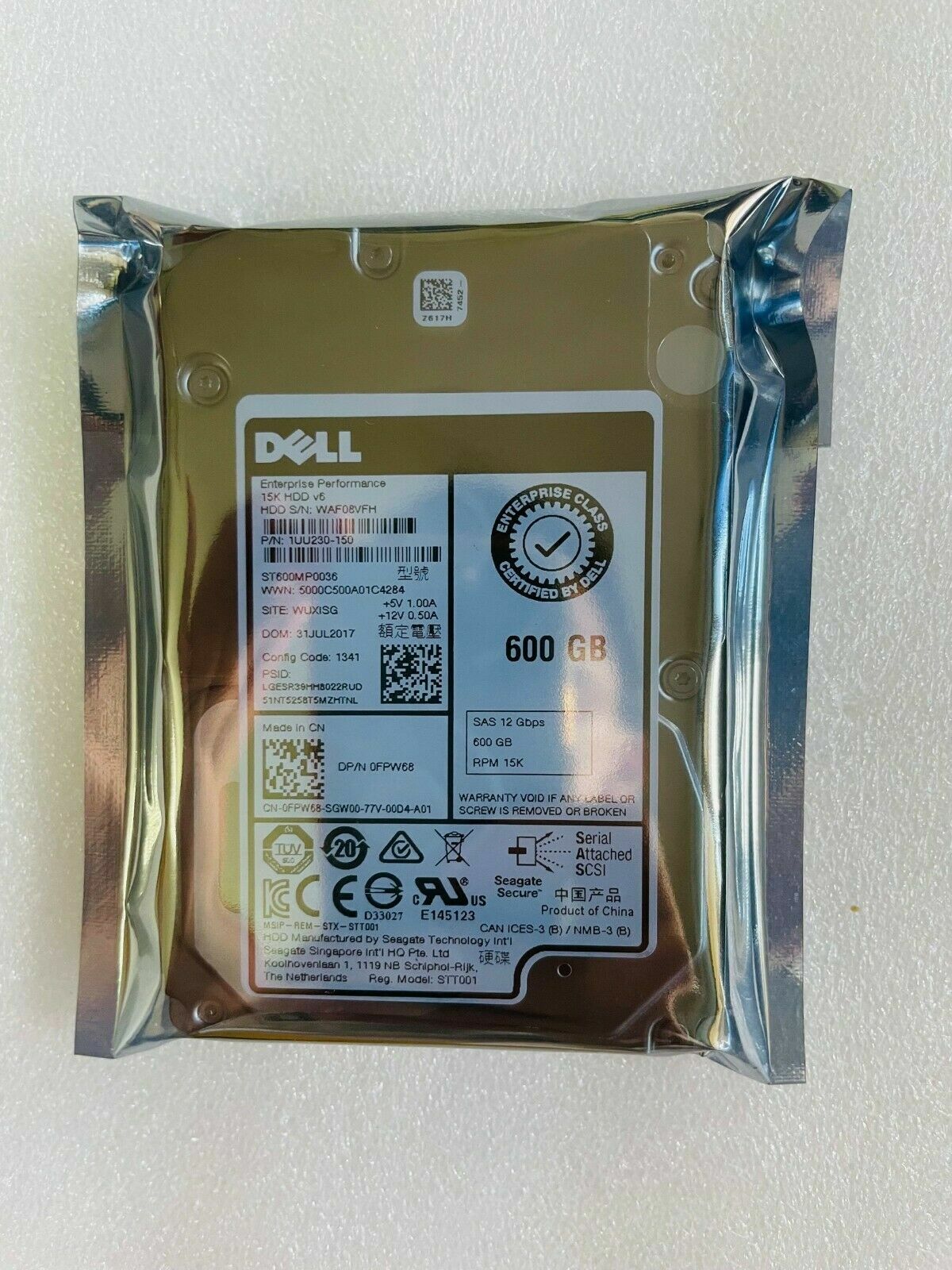 2.5" 600GB DELL 0FPW68 ST600MP0036 SAS 12 Gbps Hard Disk Drive SFF 15K RPM 512 B