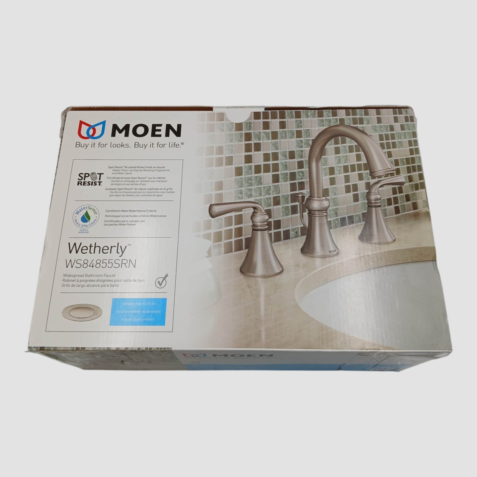 Moen Wetherly Spot Resist Brushed Nickel Two-Handle Widespread Bathroom Faucet