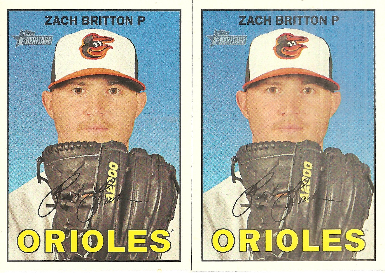 2 CARD 2016 TOPPS HERITAGE ZACH BRITTON BASEBALL CARD LOT