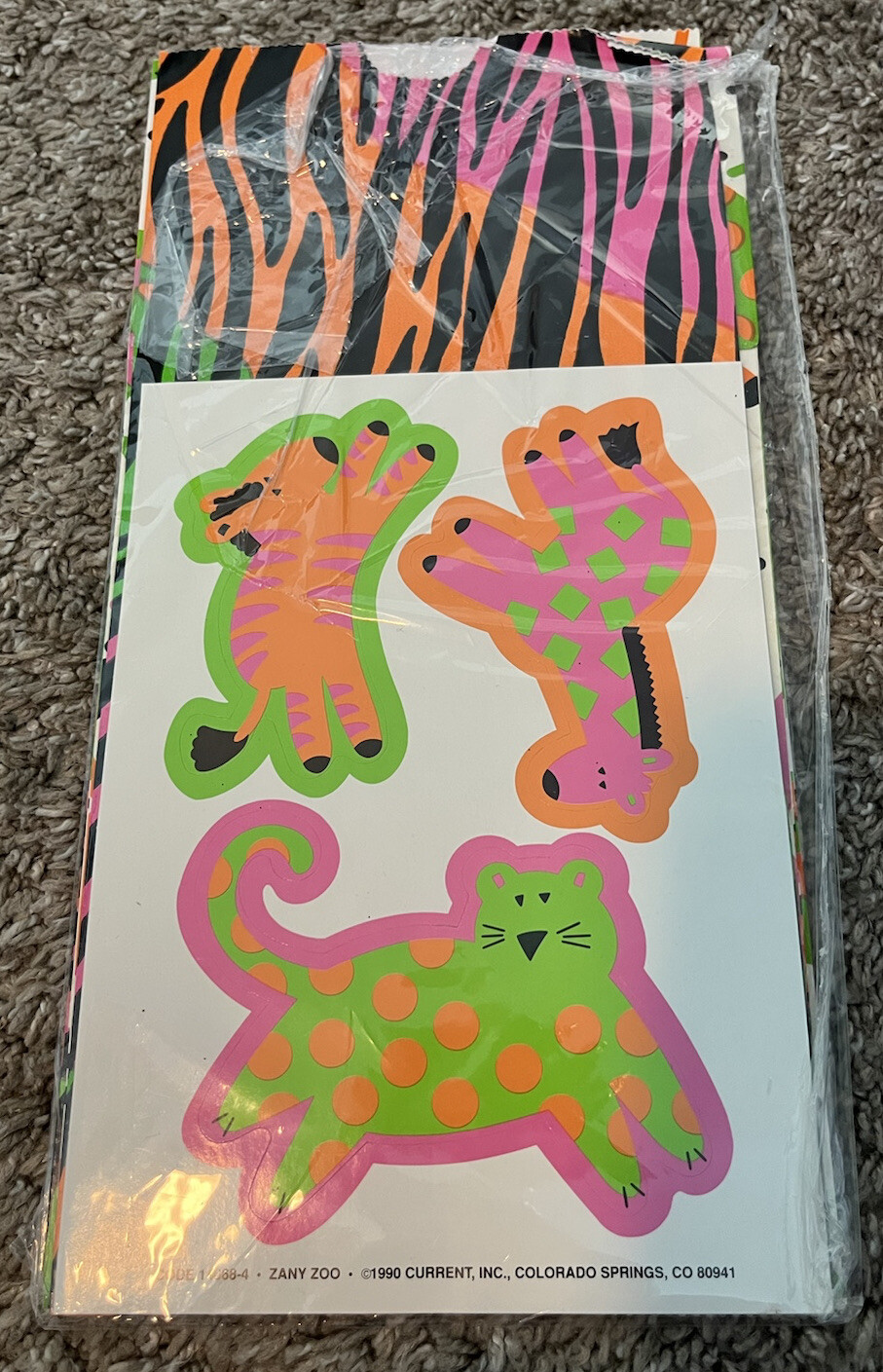 Vintage 1990 Current Colorado Springs Zany Zoo Animal Prints Set 5 Gift Bags