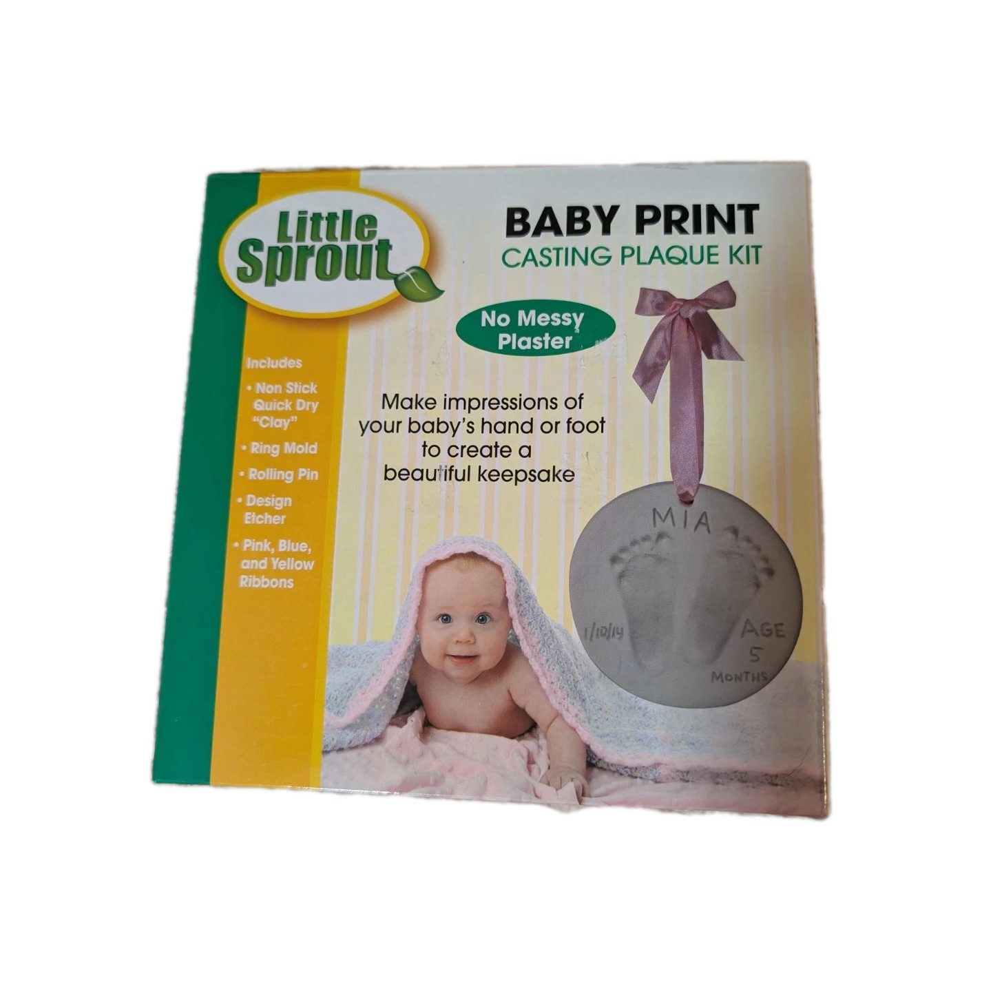 Little Sprout Baby Handprint/Footprint Print Casting Ornament Plaque Kit NIB