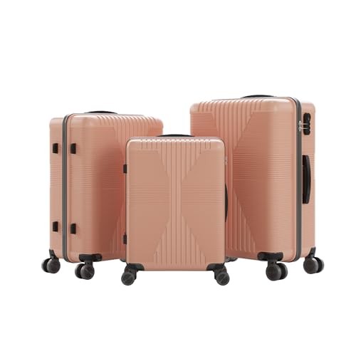  Luggage Sets 3 Piece, PP Hard Case 3 Piece Set (20in/24in/28in) Light Pink