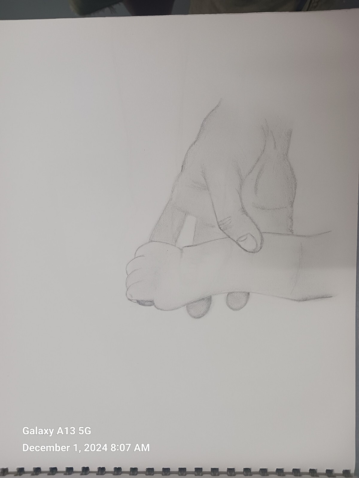 ORIGINAL Pencil / Charcoal Sketches  Art Student Studies Hold Infants Hand