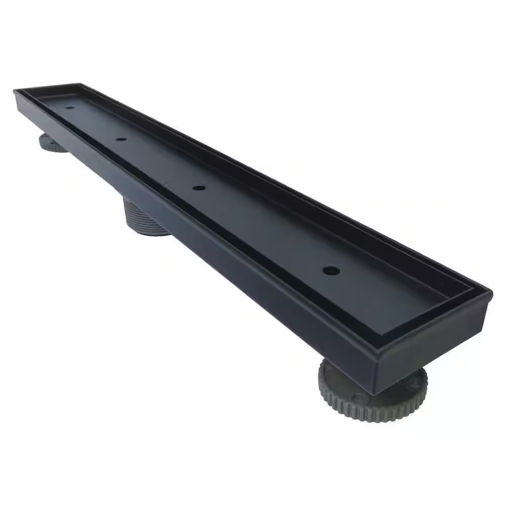 24 In. Matte Black Linear Shower Drain with Tile Insert Drain Cover